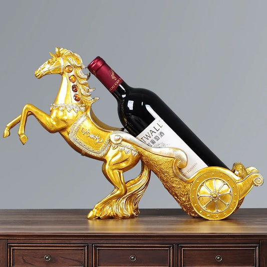 Golden Horse Wine Holder - Sleek Home Decor