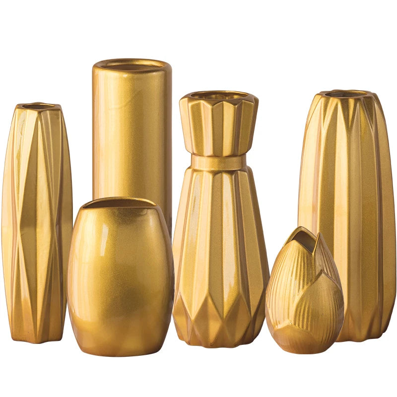 Luxury Europe Gold-plated Ceramic Vase - Sleek Home Decor