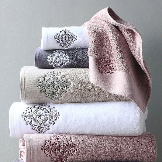 Thickened Cotton Towels with Embroidery - Sleek Home Decor