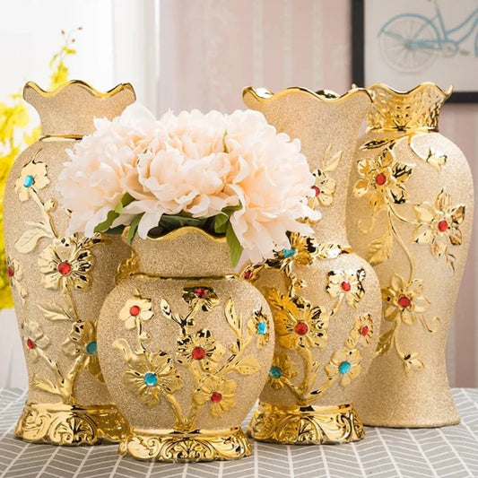 European Gold Ceramic Vases - Sleek Home Decor