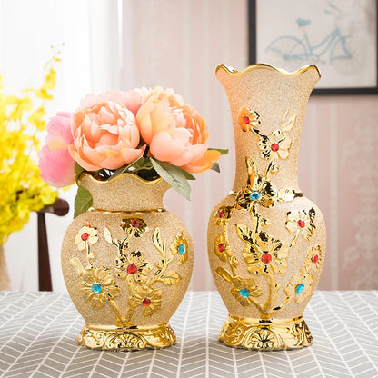 European Gold Ceramic Vases - Sleek Home Decor