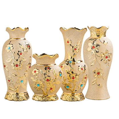 European Gold Ceramic Vases - Sleek Home Decor