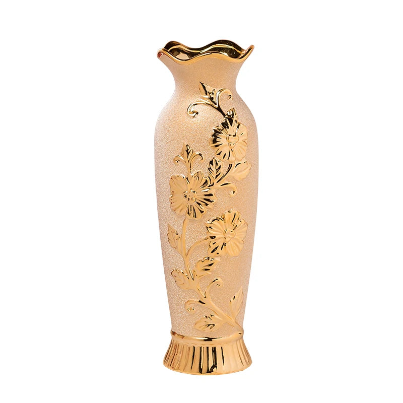 Luxury Europe Gold-Plated Ceramic Vase - Sleek Home Decor