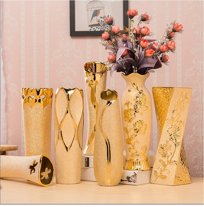 Luxury Europe Gold-Plated Ceramic Vase - Sleek Home Decor