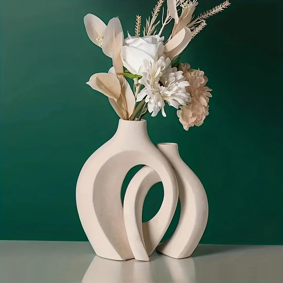 Hollow Nordic Ceramic Vase Set - Sleek Home Decor