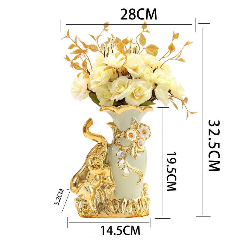 European Style Ceramic Gold Vase - Sleek Home Decor