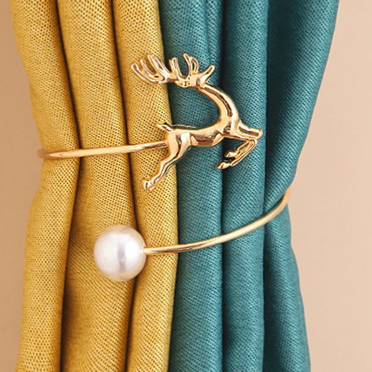 Metal Reindeer Pearl Curtain Strap - Sleek Home Decor